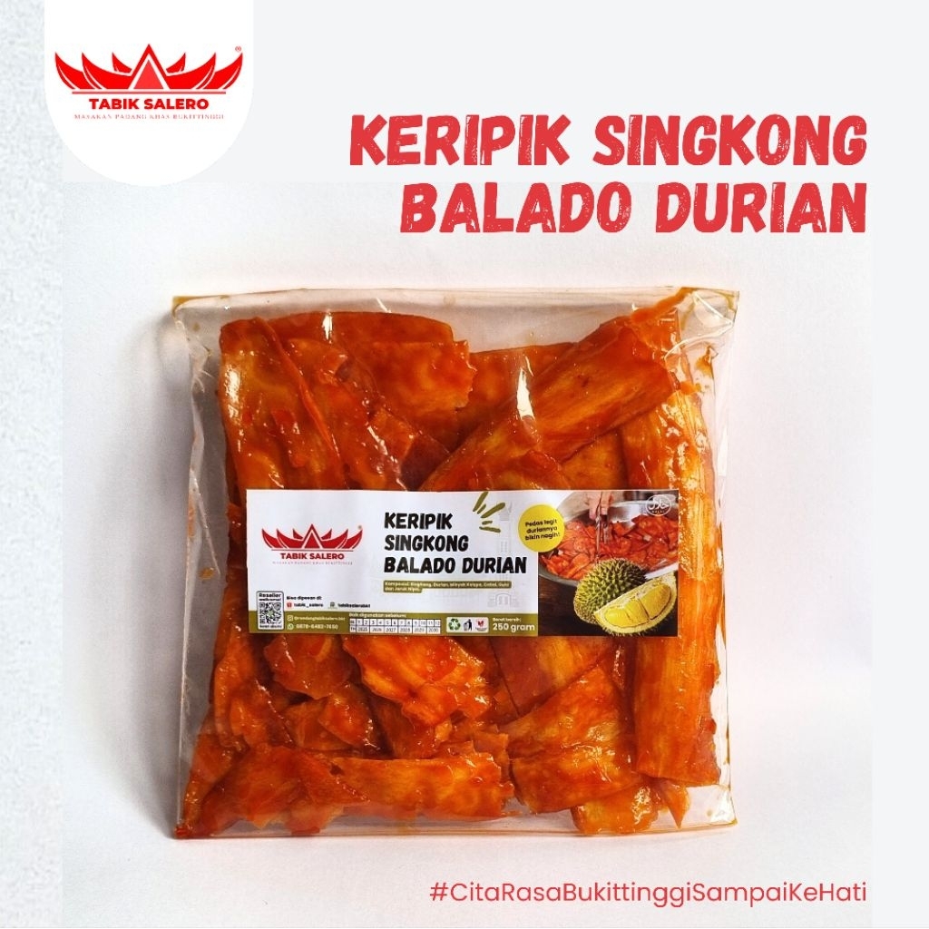 

Keripik Singkong Balado Durian - Keripik Sanjai Balado Durian - Sanjay Balado Durian
