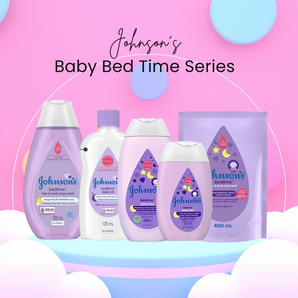 JOHNSON'S BABY Bedtime Series | Body Lotion 100 & 200 mL | Baby Oil 125 mL | Hair & Body Baby Bath 2