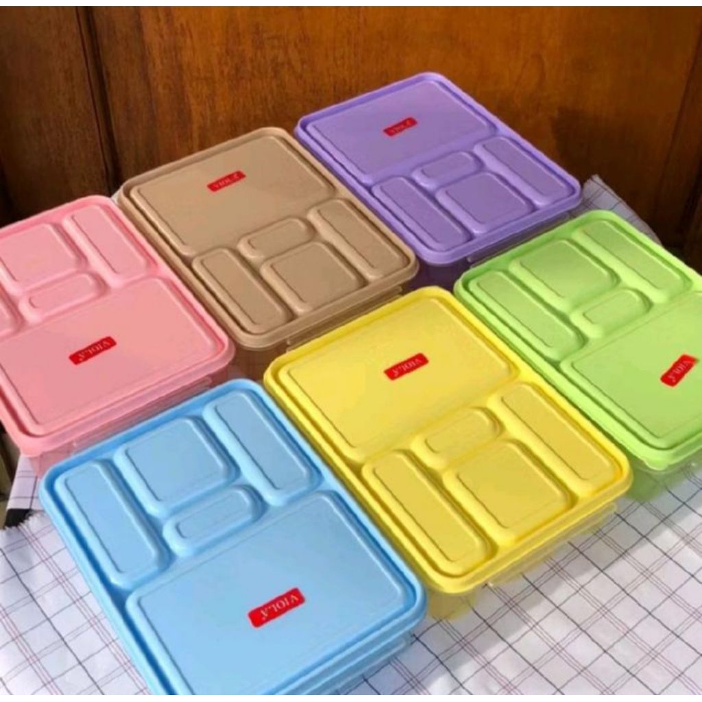 Lunch box 5 sekat stela / kotak makan anak / tempat makan plastik 5 sekat