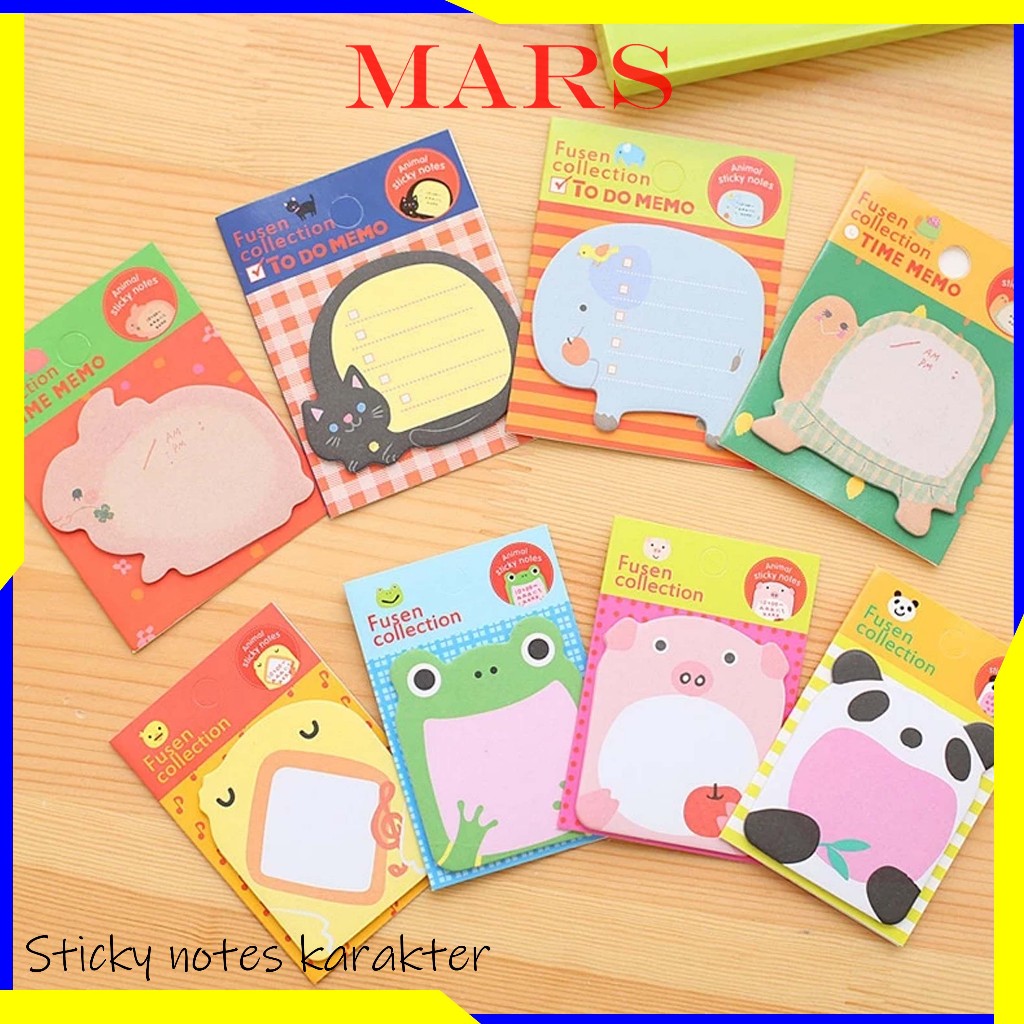 

| MARS | Sticky Notes Motif Hewan Tempelan Kertas Catatan Memo Note Karakter Animal Mini Book Karakter Binatang Lucu