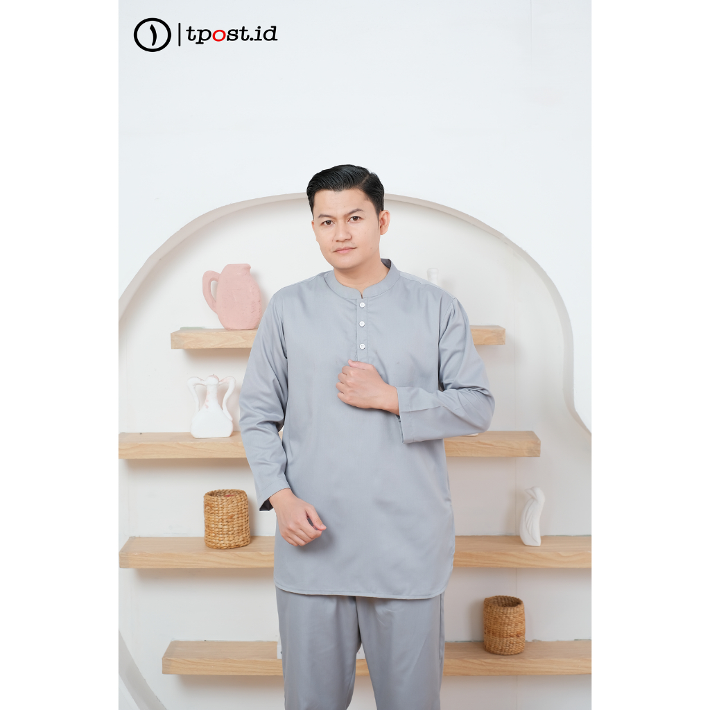 Tpost.id - Pakaian Muslim Pria Satu Set Koko Pria Dewasa Baju Koko Stelan Bahan Katun Toyobo Atasan