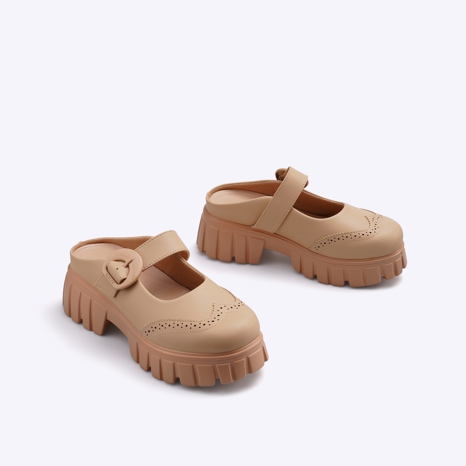 Everbest Tracce TULIN Sandal Mules Wanita Almond & Black