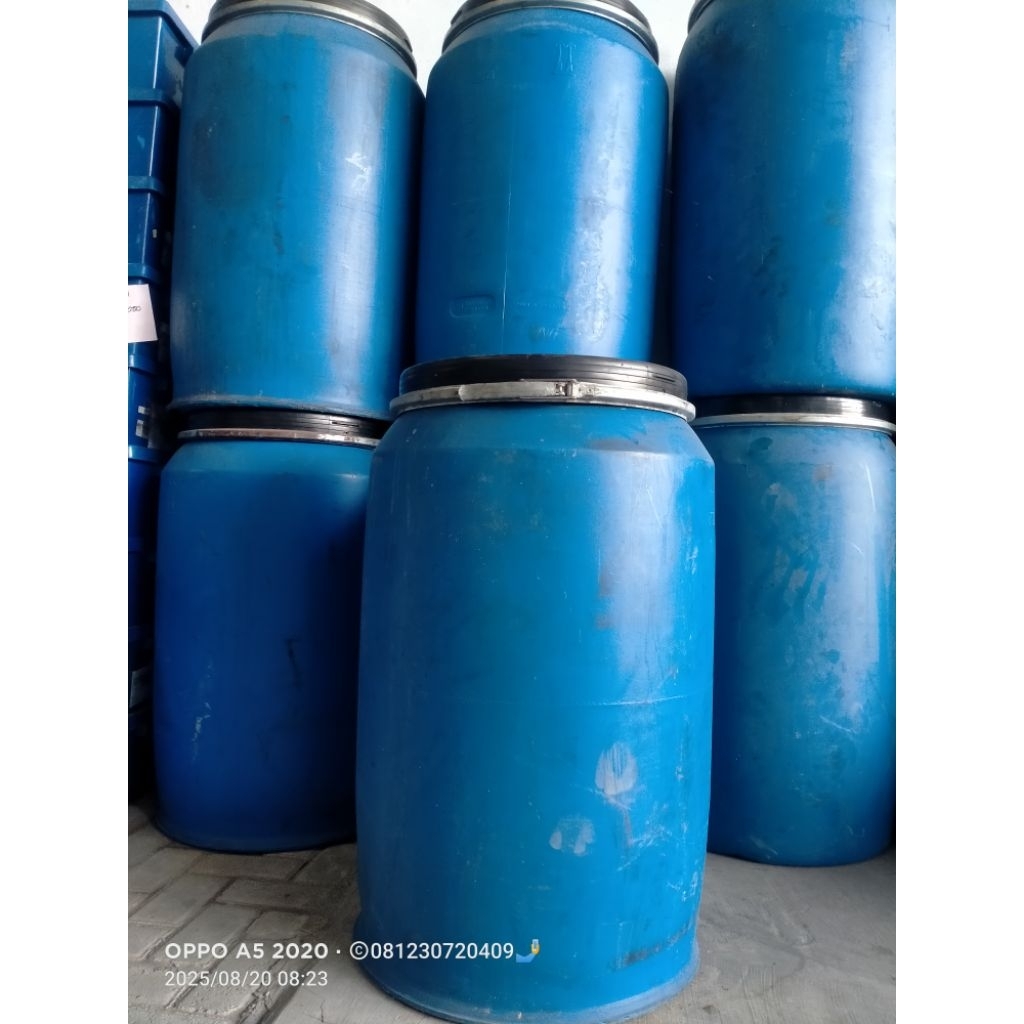 drum plastik 200liter tutup lebar,pantat datar komplit tutup,clem