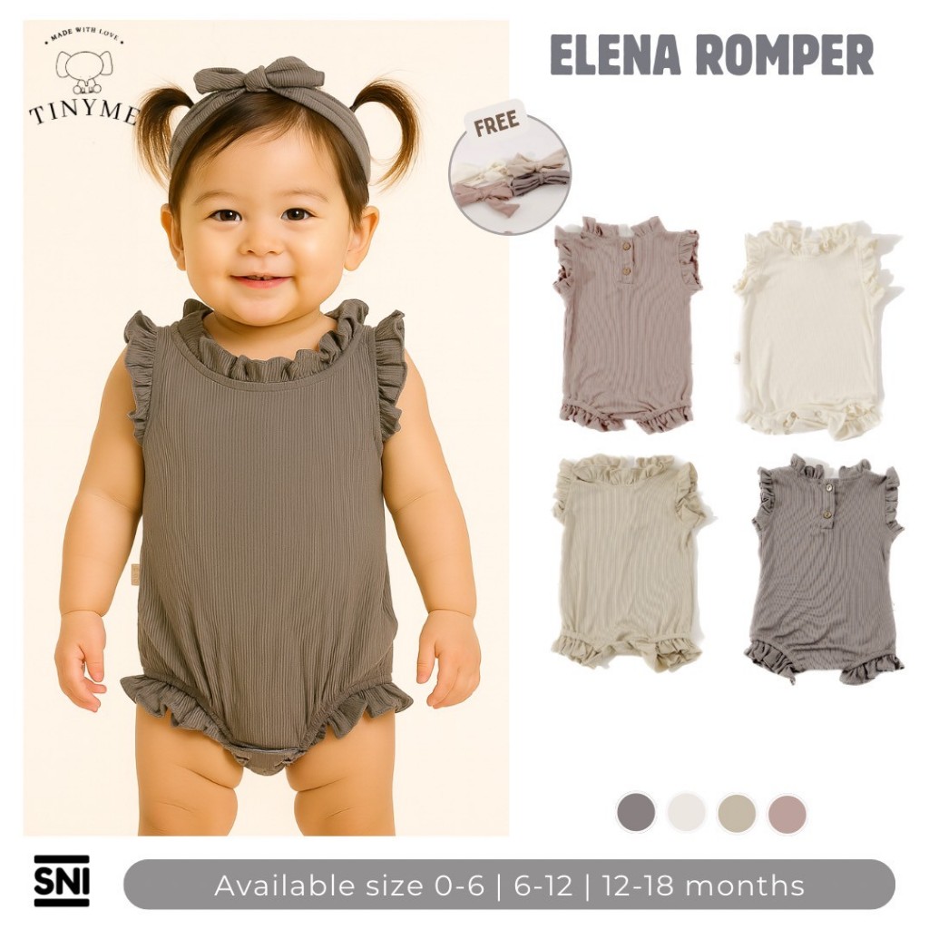 GAMIKIDS || (free bandana) 0-18bln JUMPER RUFFLE BASIC BAYI | JUMPSUIT ROMPER BAJU ANAK  catalog TMT