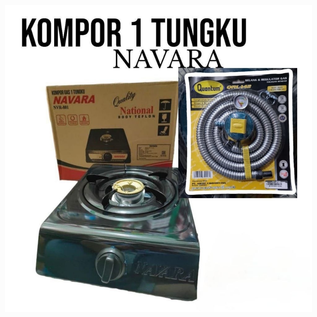 QUANTUM PAKET HEMAT KOMPOR 1 TUNGKU + SELANG REGULATOR GAS QUANTUM