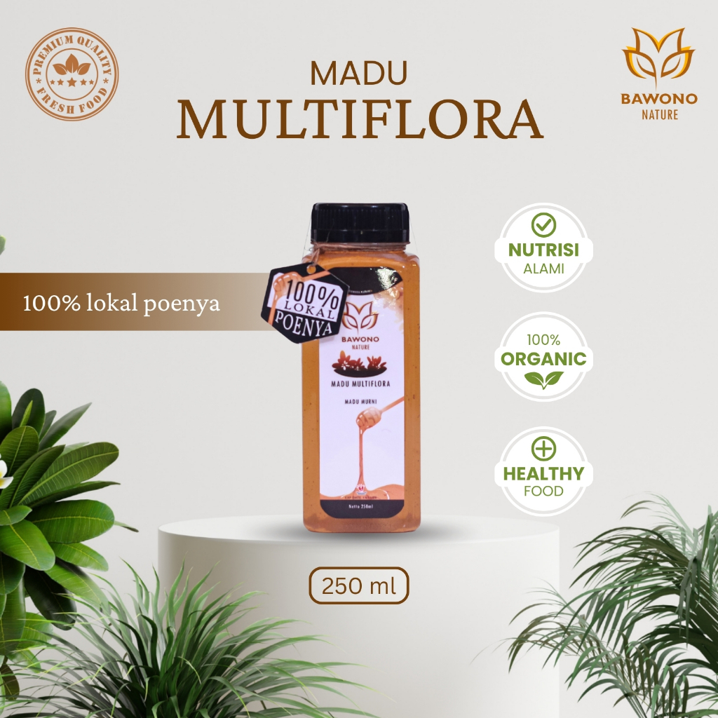 

Madu Multiflora Murni 250 ml Organik Bawono Nature - 100% Madu Herbal Asli, Alami, Kaya Nutrisi