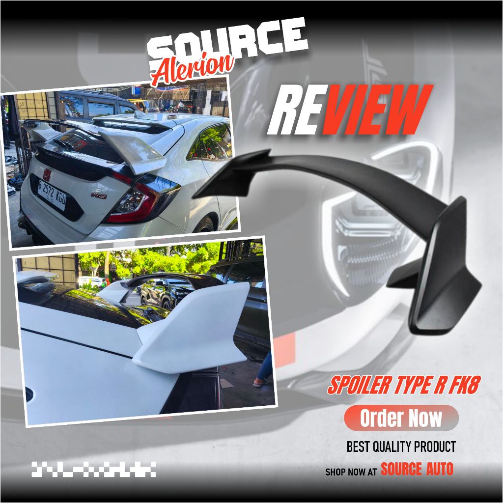 REAR GT WING SPOILER TYPE R FK8 HC RACING - HONDA CIVIC HATCHBACK FK 2016 - 2020