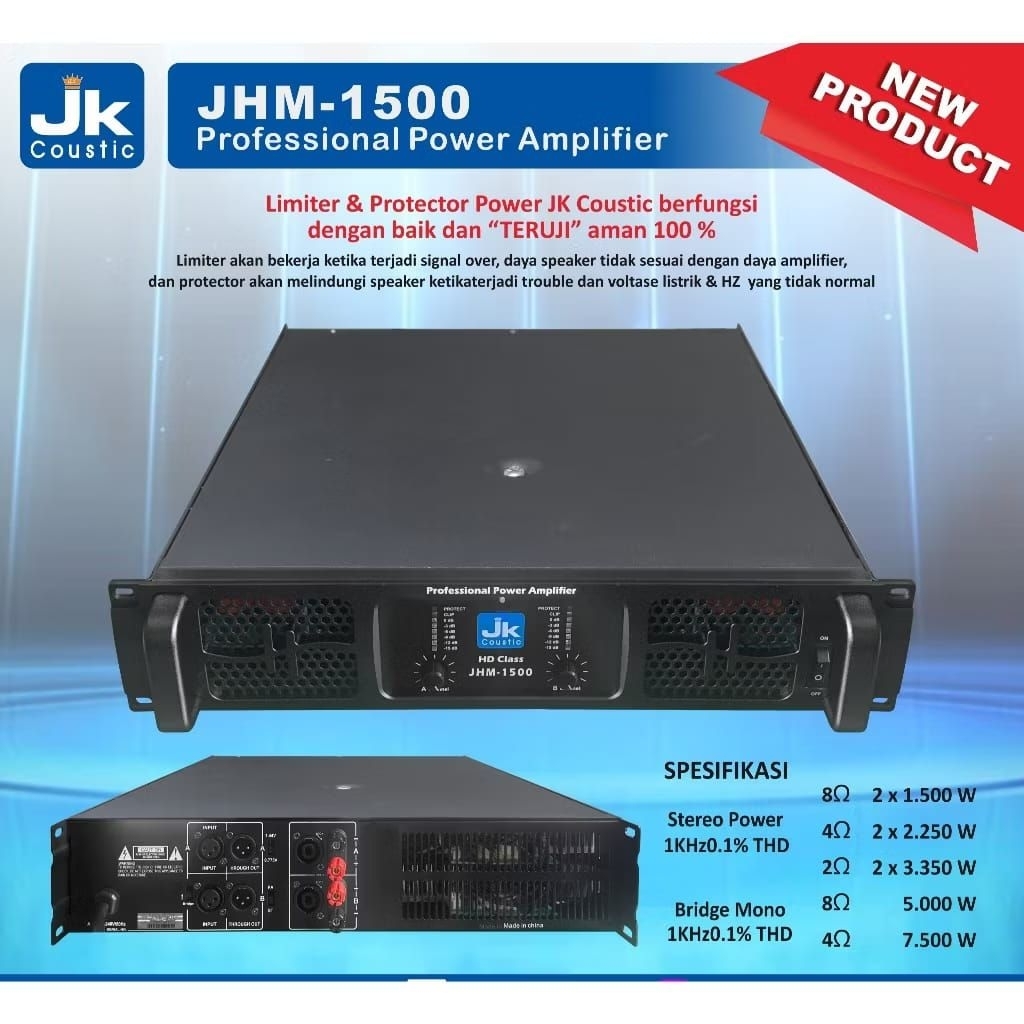 Power Amplifier JHM - 1500 JK Coustic 2 x 1500 Watt HD clas