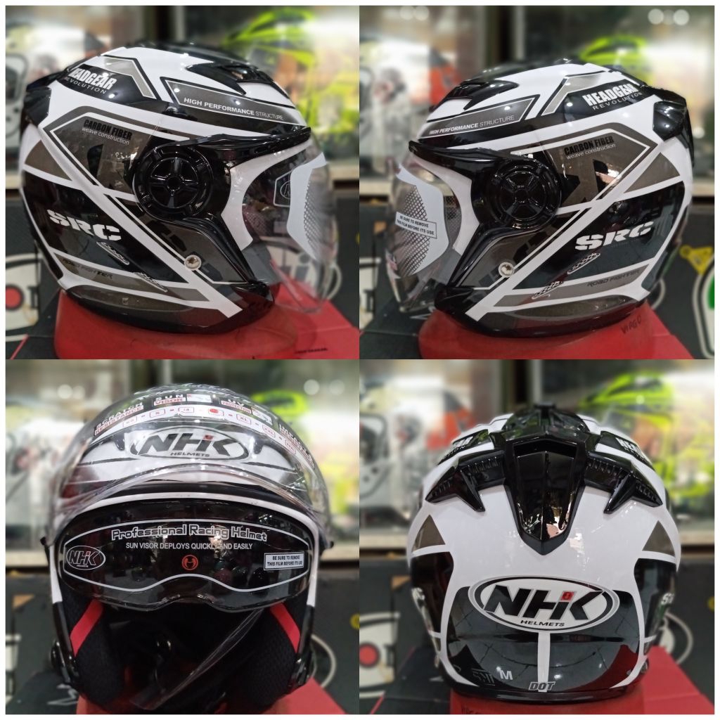 Helm Nhk Gladiator Touring White Silver  Double Visor