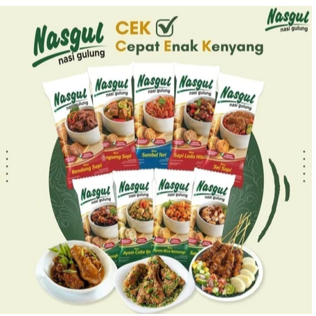 

NASGUL Nasi Gulung Siap Makan 80gr 11 Varian Rasa. harga per 3pcs free tray plastik