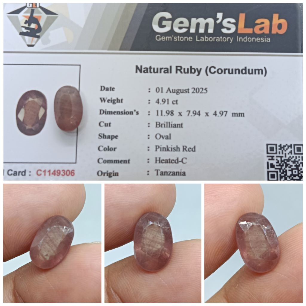 Natural Ruby Corundum Tanzania 4,9ct memo GLI Ruby Afrika
