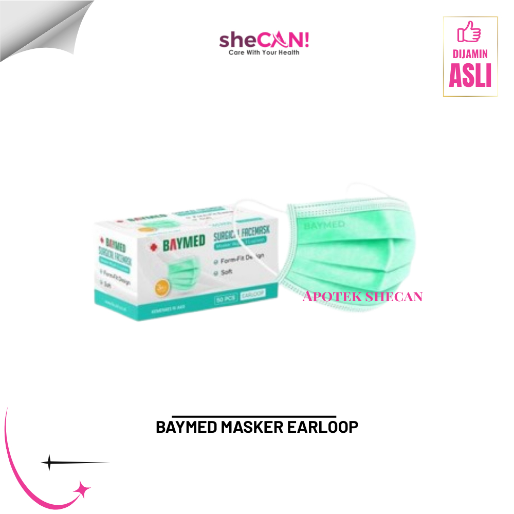 (EARLOOP) BAYMED Masker EARLOOP CANTOL Medis //  SURGICAL Mask Earloop 50pcs