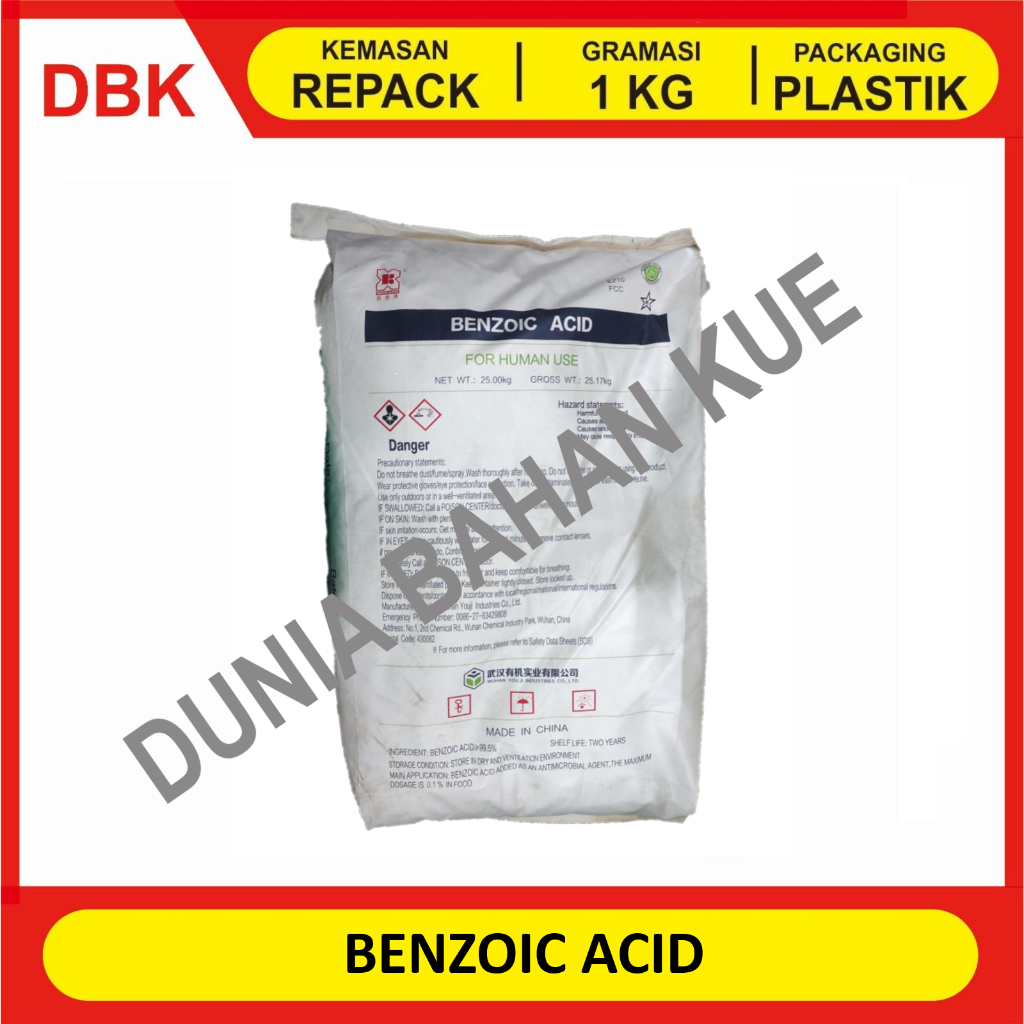 

BENZOIC ACID PENGAWET FOOD GRADE - REPACK 1 KG / ASAM BENZOAT