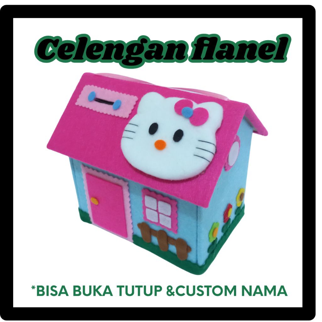 Custom Nama Anak Dan Bisa Buka Tutup Kerajinan Celengan Bentuk Rumah Dari Kain Flanel Bagus Untuk Ka