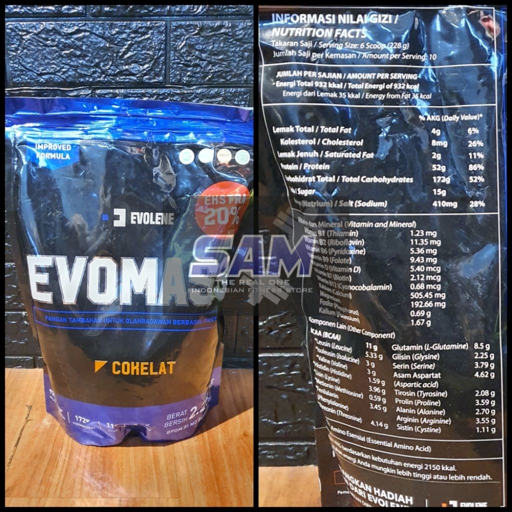 Suplemen Fitness EVOLENE Evo Mass 2250 gram 5 lb Malang evomass