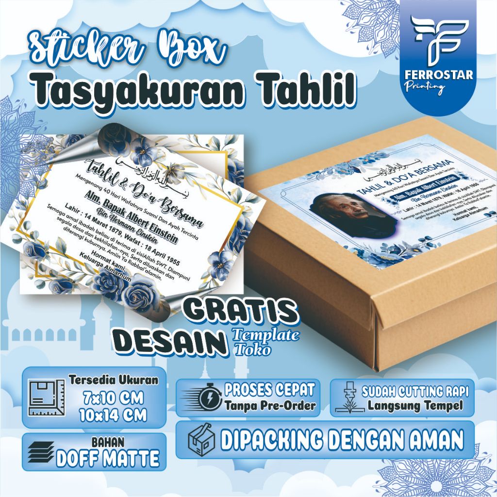 

Stiker & Kartu Tahlilan - Stiker Wafat - Haul Mengenang Wafat/Setiker Tahlilan/Doff Matte