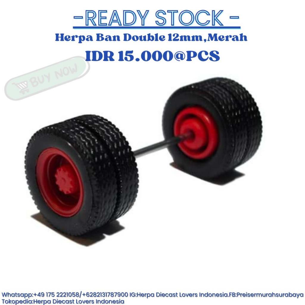 Herpa Ban Double 12mm, Merah 1:87 HO