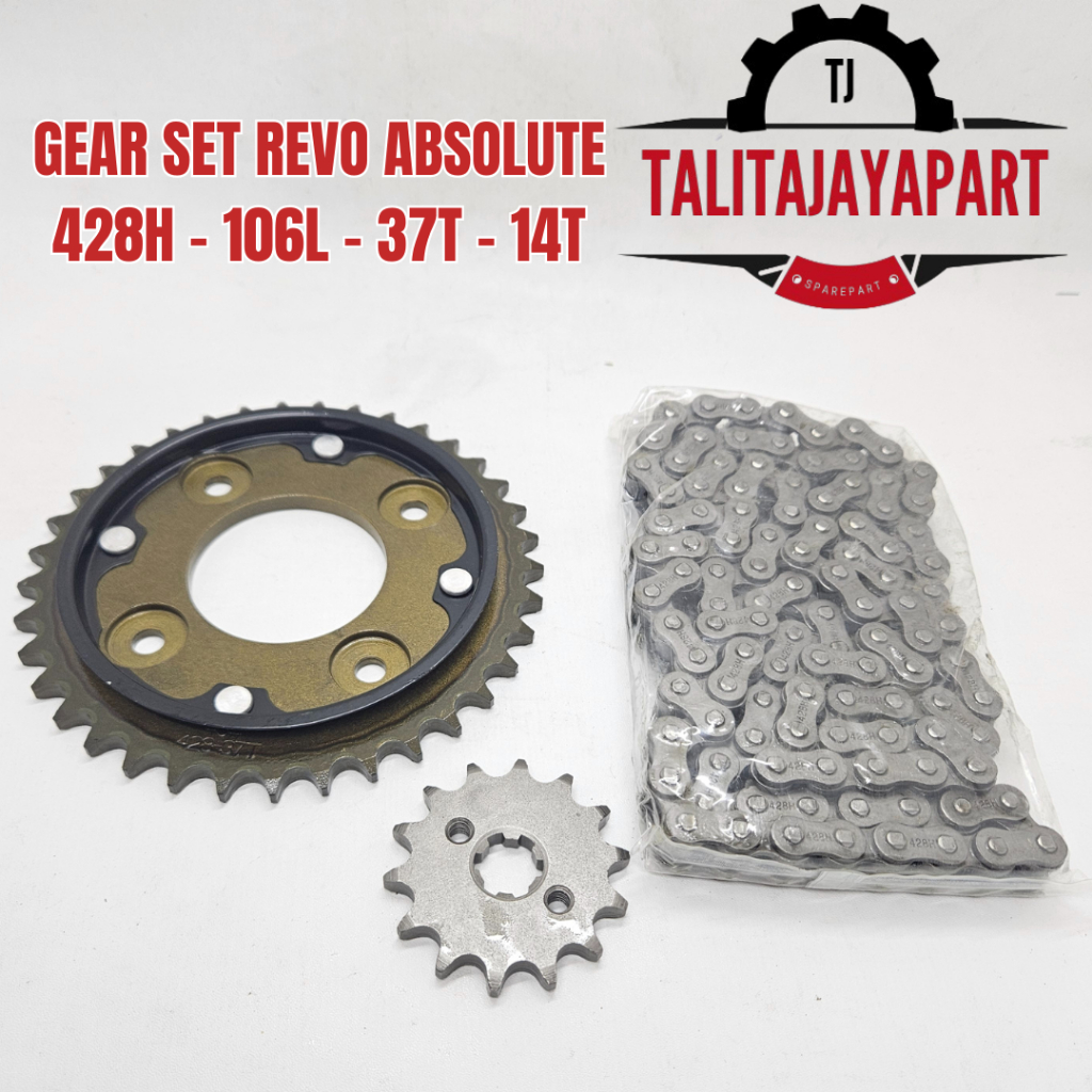 Desyallshop Gear Set Assy Revo Absolute 428H 106L 37T 14T Gear Gir Set Gir Paket Revo Absolute