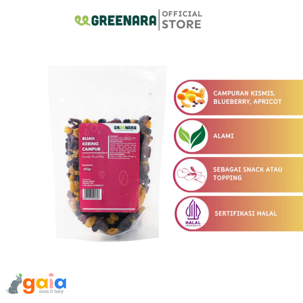 

Greenara Family Fruit Mix 250gr | Buah Kering Campur