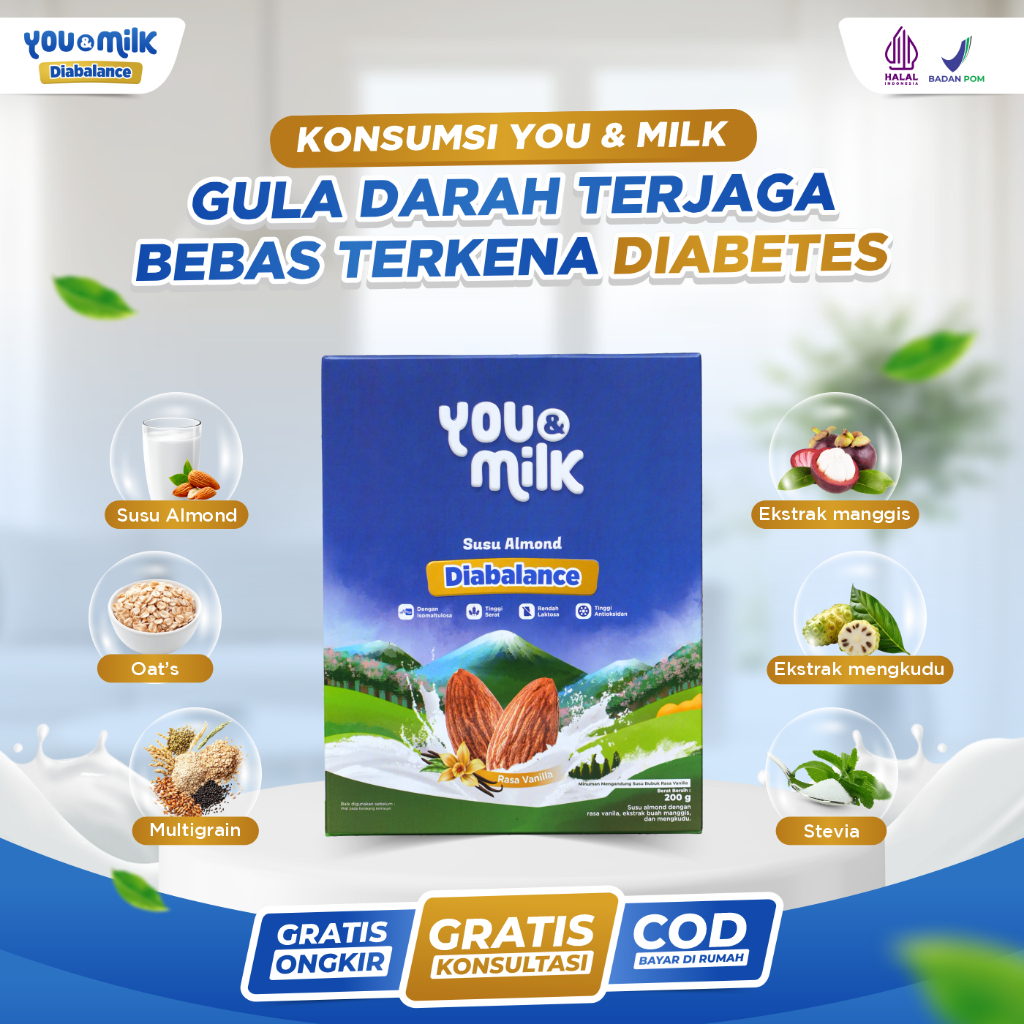 

YOU & MILK Diabalance Susu Sehat Alami Untuk Mencegah Diabates Sejak Usia Dini Mengontrol Gula Darah Agar Stabil Meningkatkan Metabolisme Tubuh dan Memenuhi Kebutuhan Serat