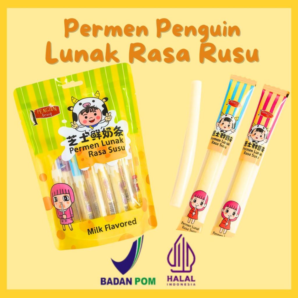 

Permen Stik Lunak PENGUIN Viral Rasa Susu 240gr HALAL BPOM