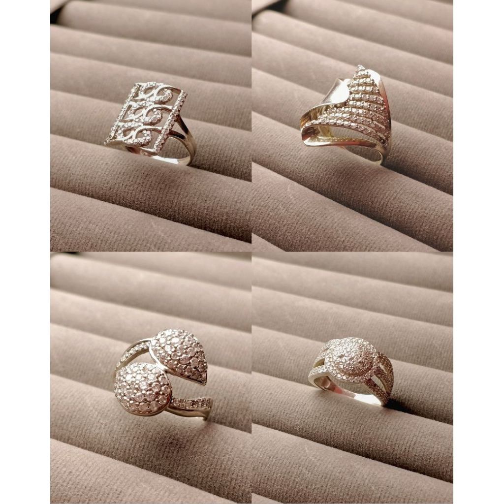 Cincin Perak Pria Wanita/Cincin Perak Asli 925/Cincin Permata Perak/Cincin Fashion/Lapis Emas Putih
