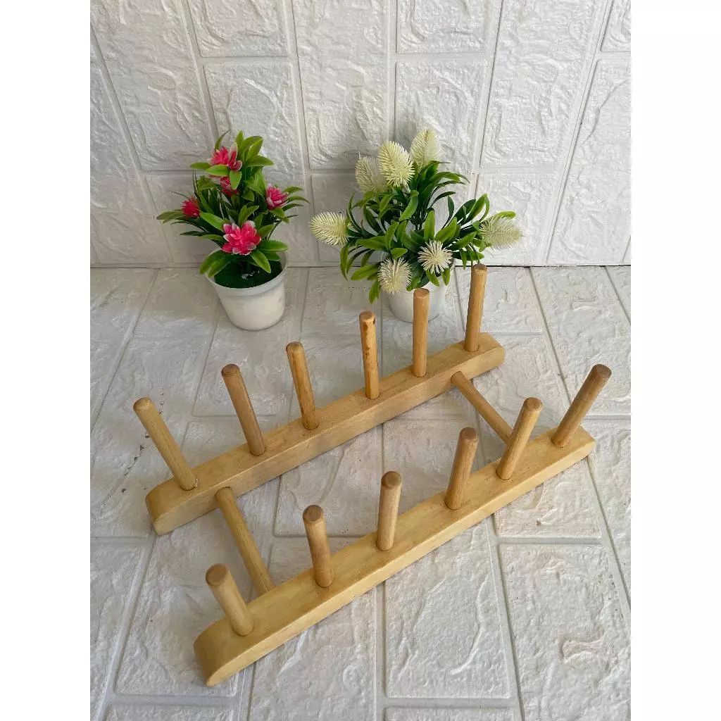 Rak Susun Serbaguna Kayu Tempat Penyimpanan Rak Peniris Piring Gelas Tutup Panci dan Rak Buku