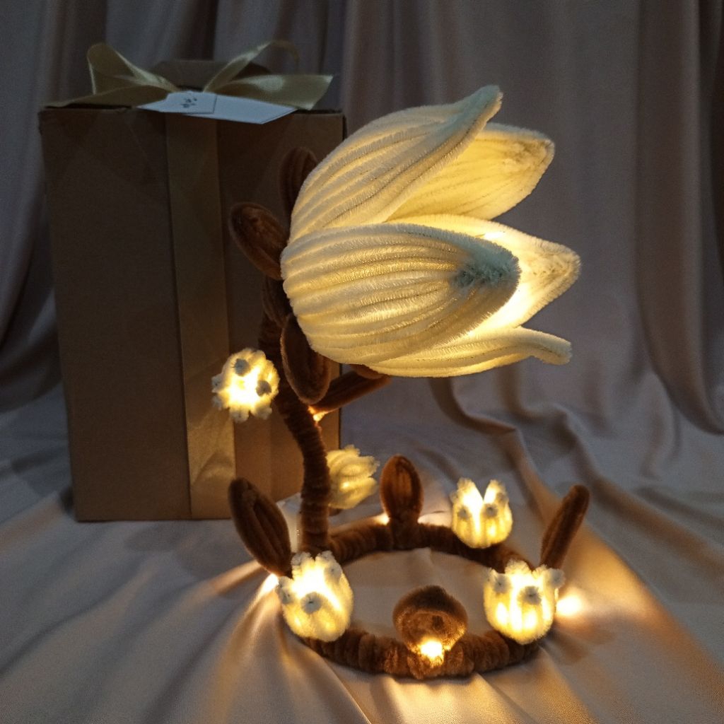 Kado lampu kawat bulu | lampu tidur bunga aesthetic | hiasan meja