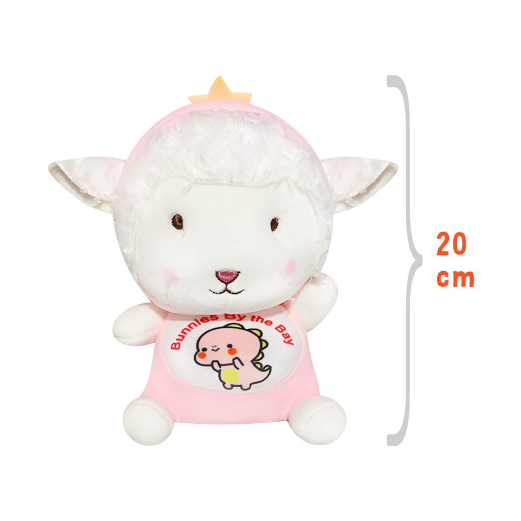 Boneka Domba Pink Kostum Dino - Boneka Domba Lucu, Kostum Dino Imut, Hadiah Anak Cewek