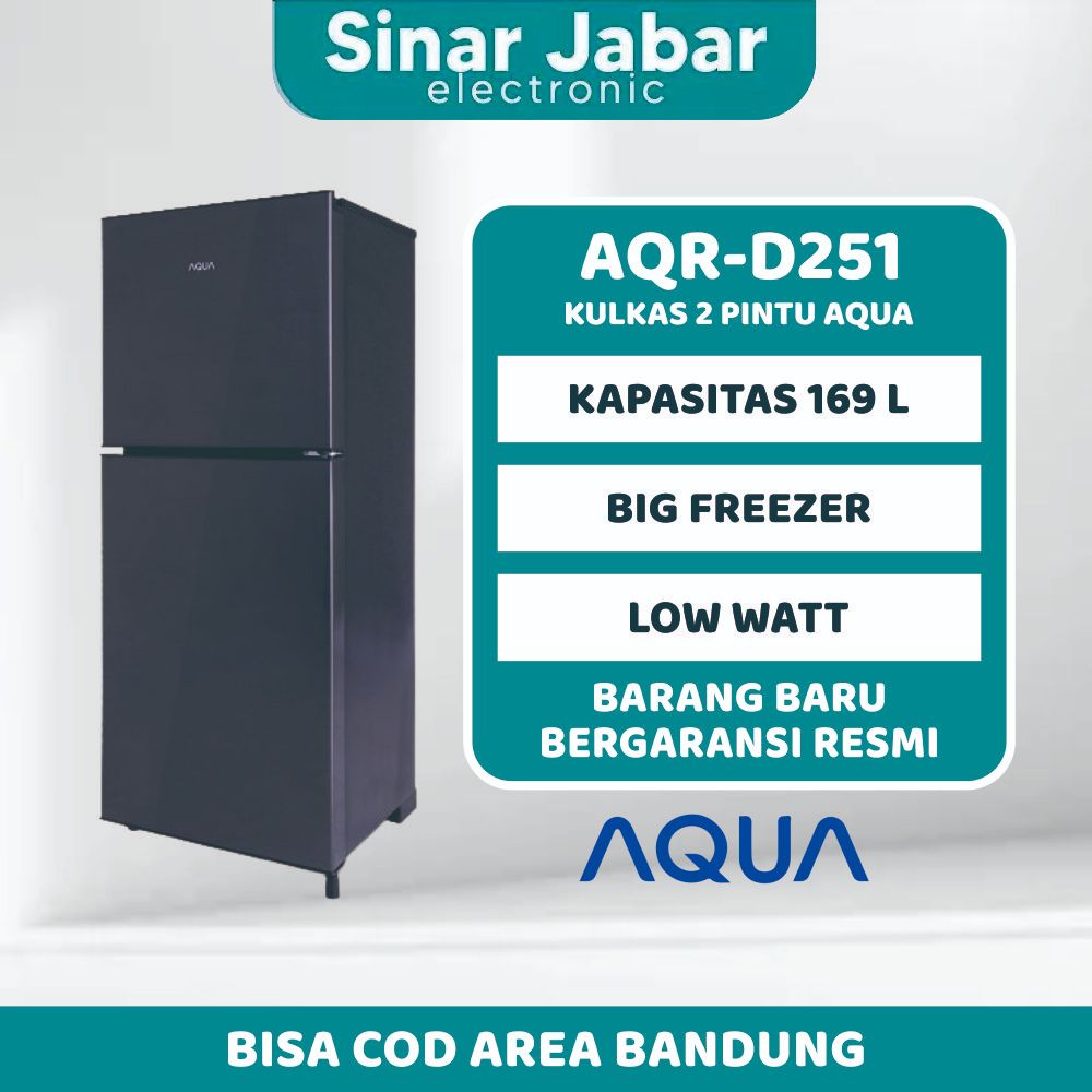 KULKAS 2 PINTU MERK AQUA GARANSI 7 TAHUN AQR D251GARANSI RESMI TERMURAH