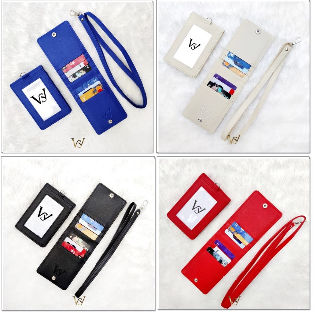 

Name Tag Dompet ID Card Holder Bigger Plus Lanyard Full Leather Slim Pocket