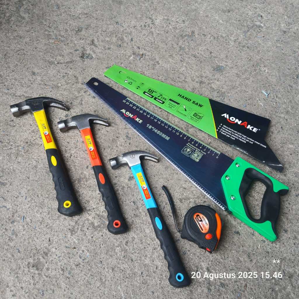 TERMURAH  PAKET TUKANG - GERGAJI KAYU BAJA ASLI SIAP PAKAI - PALU KAMBING - LINGGIS MINI -