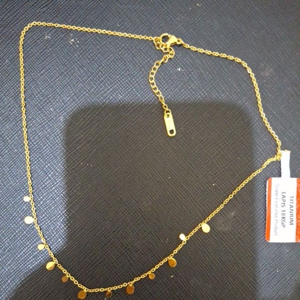 Kalung Titanium lapis 18KGP