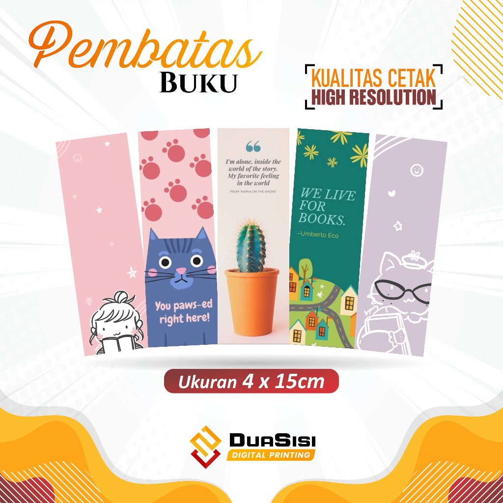 

CETAK CUSTOM PEMBATAS BUKU 4X15 CM (1 SISI) FREE DESIGN TERMURAH