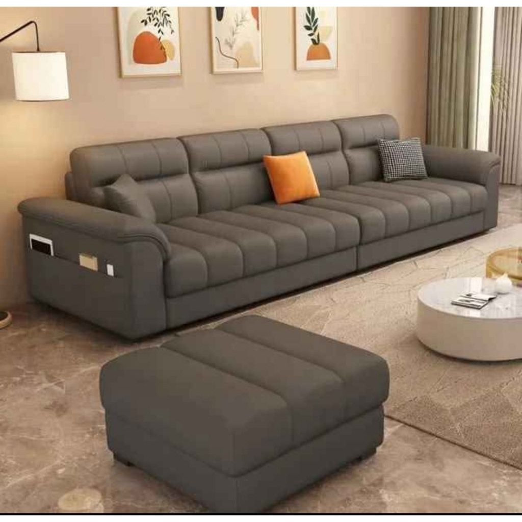 sofa tamu modern 2025 sofa 4seater plus puff sofa free bantal