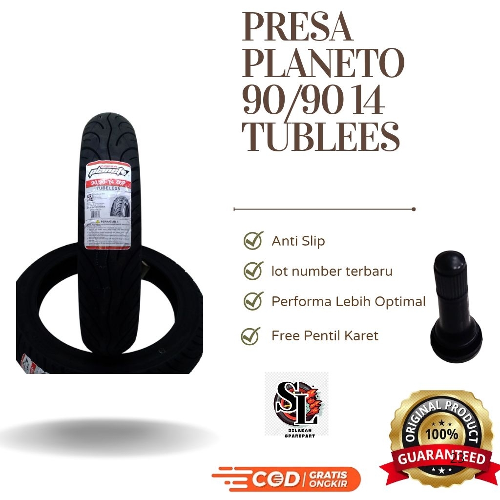 BAN TUBLEES PRESA PLANETO 90/90-14 FREE PENTIL