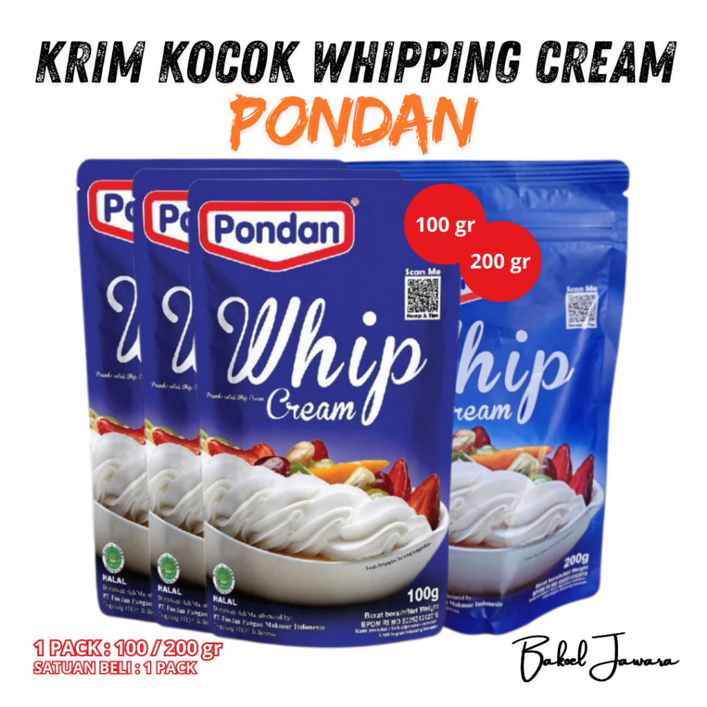 

( 1 PCS 100 200 gr ) PONDAN WHIP WHIPPING WHIPPED CREAM / PREMIKS POWDER / KRIM KOCOK
