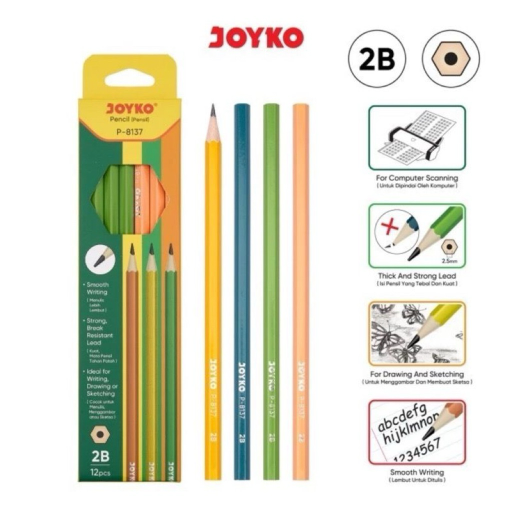 

1pcs PENSIL JOYKO 2B WARNA WARNI