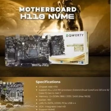 QWERTY H110 LGA1151 NVMe Motherboard lga 1151
