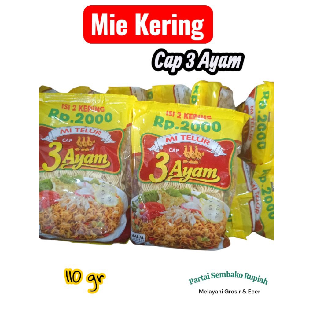

Mie 3 Ayam Mie Kering Terlaris 110 gr & 200 gr