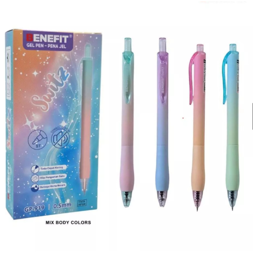 

PACK BOLPEN GEL BENEFIT SWITZ GP-919 0.5 BLACK ISI 12PCS