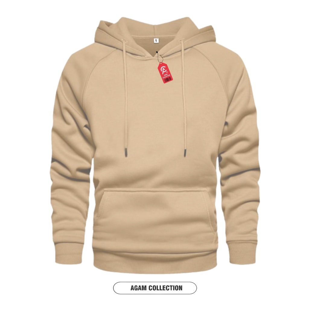 Agam Collection - Hoodie Distro Polos Cream Sweater Hoodie Tebal Keren Pria Wanita