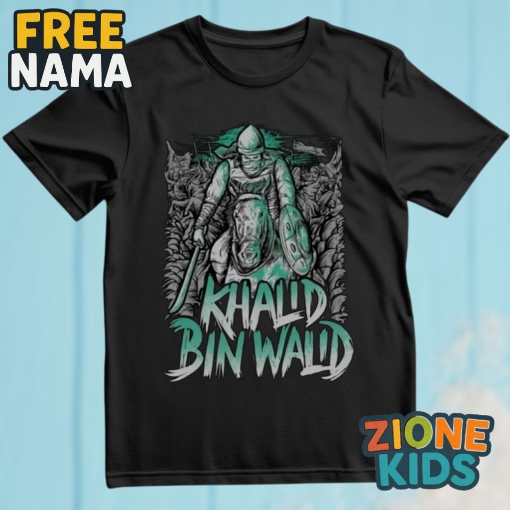 Kaos Khalid Bin Walid Anak Muslim | Baju Islami Kids T-shirt Grafis Ksatria