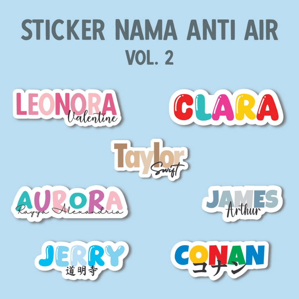 

Vol 2. Sticker Nama Warna Warni Custom Waterproof Rainbow Stiker Label Untuk Stationery Tumblr Buku Laptop