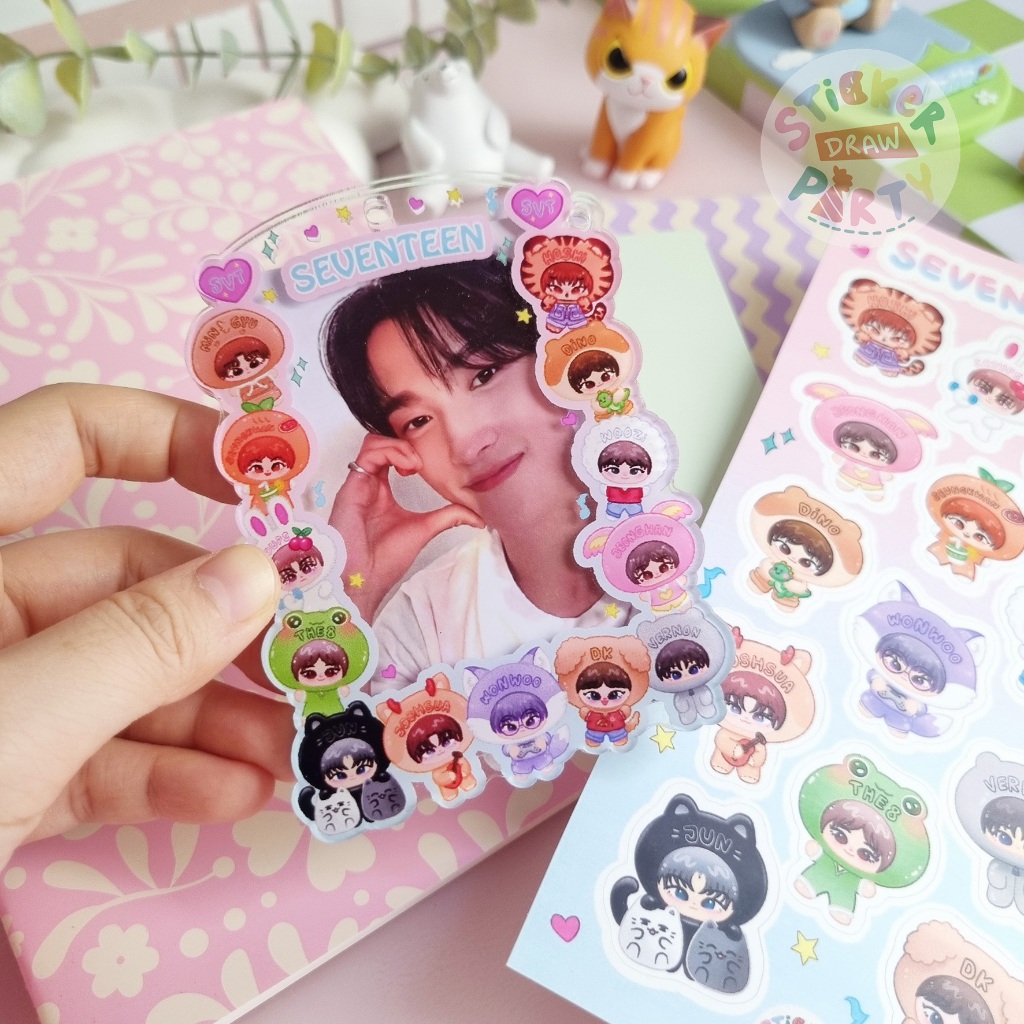 

Stiker Seventeen Kpop Photocard Holder Akrilik Frame 2 Sisi Untuk Simpan PC Idol Kpop Member Seventeen SVT11 SVT12