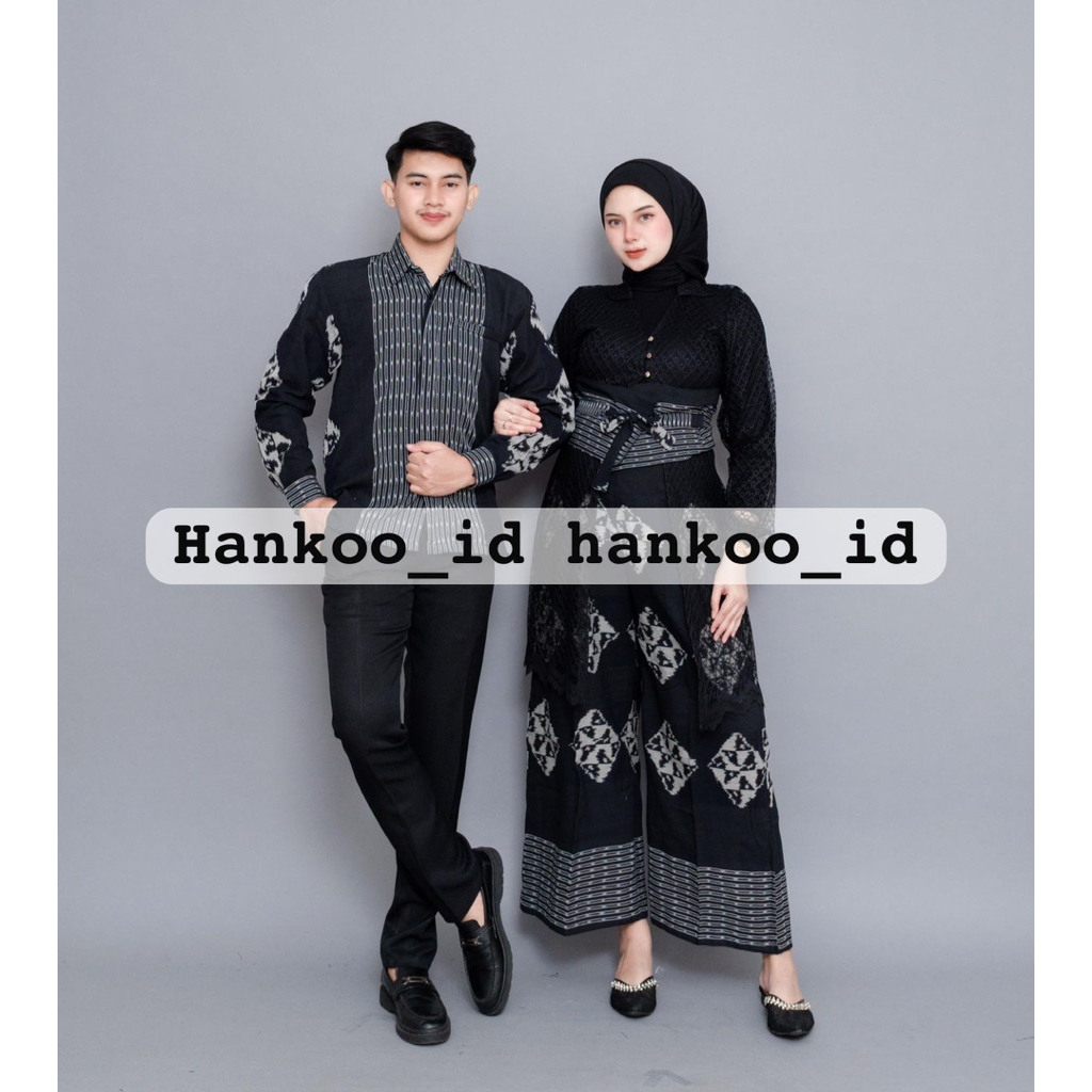 HANIA ONE SET CELANA TENUN BLACK - CELANA TENUN WANITA - BAJU COUPLE - COUPLE TENUN - COUPLE ETHNIC