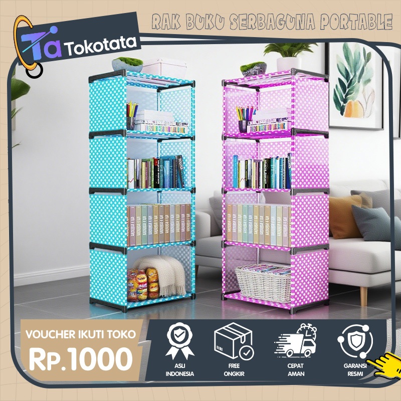 Tokotata Rak Buku Minimalis & Rak Penyimpanan Serbaguna Rak 5 Susun Anti Debu dengan Penutup untuk R