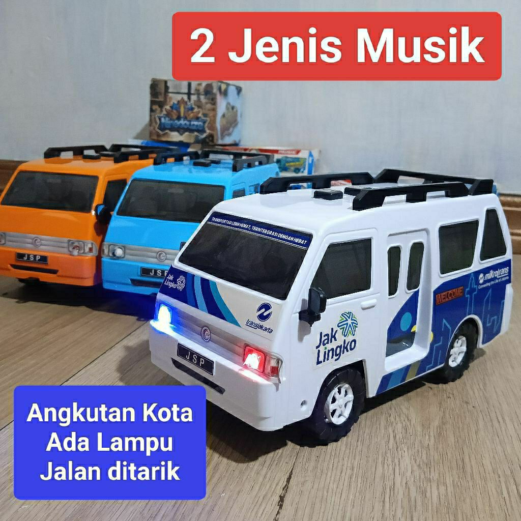 Mainan Anak Miniatur Mobil Angkot Jak Lingko/ Mainan Mobil Angkutan Kota Dengan Musik Dan Lampu