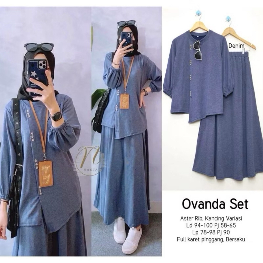 Setelan Rok Wanita Polos Ovanda Jumbo Set | Setelan Wanita Kekinian | Cringkle Air Flow | JUMBO | SE