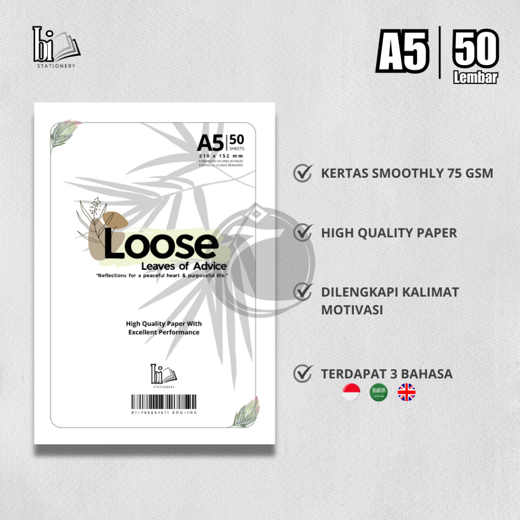 

Loose Leaf / Isi binder A5 - 50 lembar | Dilengkapi Kalimat Motivasi 3 Bahasa